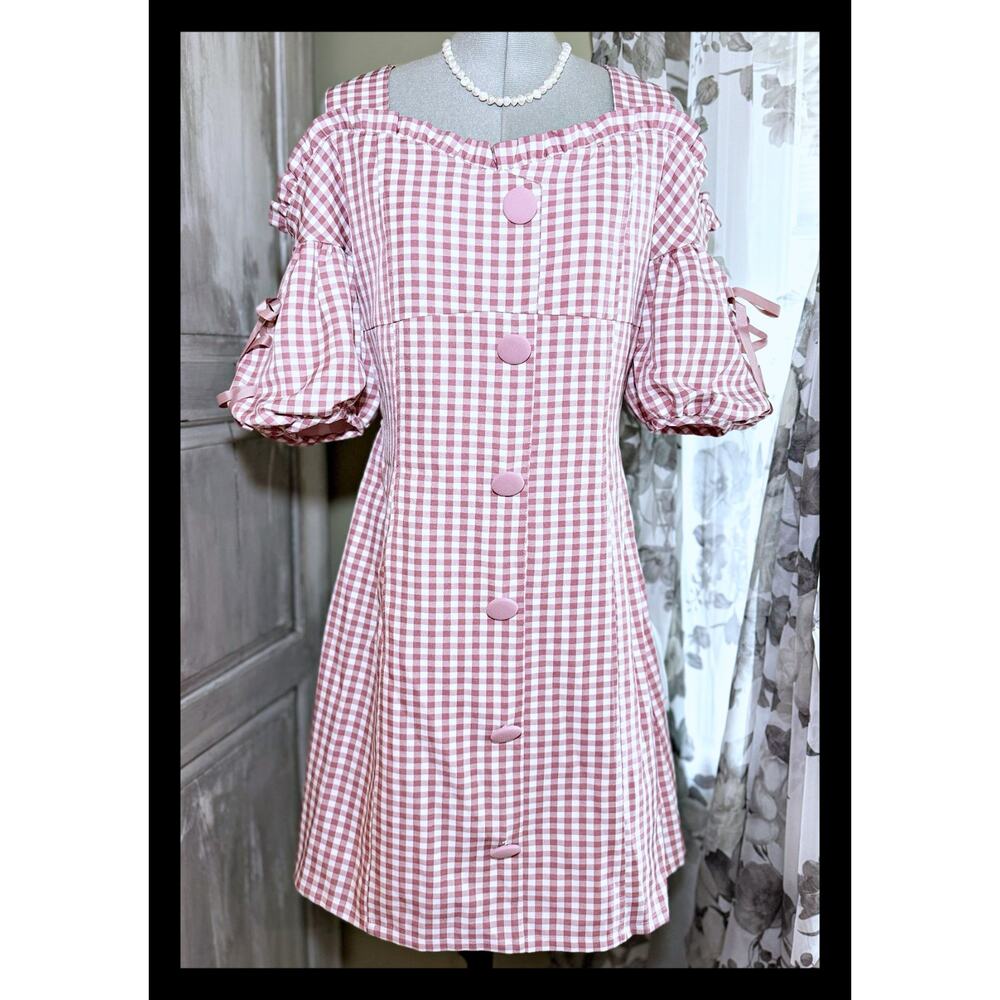 Liz Lisa Pink Gingham Check Mini Dress Jfashion Gyaru Himekaji Shoujo Girl Japan - Picture 5 of 16